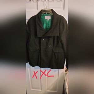 Old Navy Black Peacoat with Green Lining